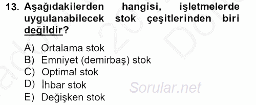 Hayvancılık Ekonomisi 2012 - 2013 Dönem Sonu Sınavı 13.Soru