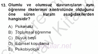 Çocuk Ruh Sağlığı 2012 - 2013 Ara Sınavı 13.Soru