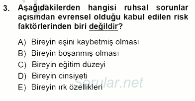 Çocuk Ruh Sağlığı 2012 - 2013 Ara Sınavı 3.Soru