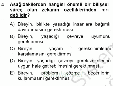 Çocuk Ruh Sağlığı 2012 - 2013 Ara Sınavı 4.Soru