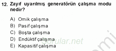 Elektrik Makinaları 2014 - 2015 Dönem Sonu Sınavı 12.Soru