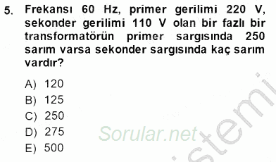 Elektrik Makinaları 2014 - 2015 Dönem Sonu Sınavı 5.Soru