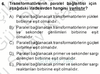 Elektrik Makinaları 2014 - 2015 Dönem Sonu Sınavı 6.Soru