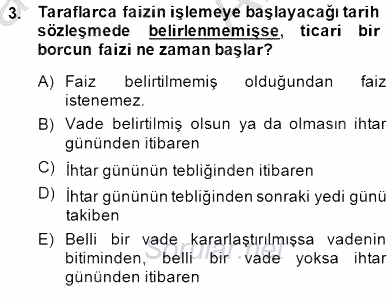 İşletme Hukuku 2014 - 2015 Ara Sınavı 3.Soru