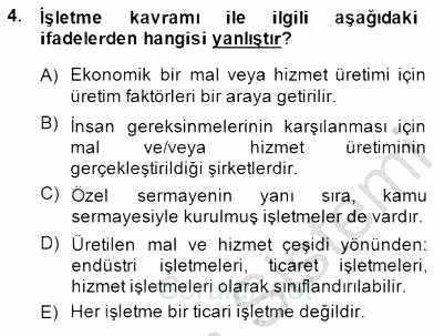 İşletme Hukuku 2014 - 2015 Ara Sınavı 4.Soru