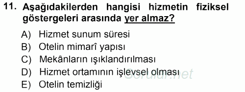 Hizmet Tasarımı 2013 - 2014 Tek Ders Sınavı 11.Soru