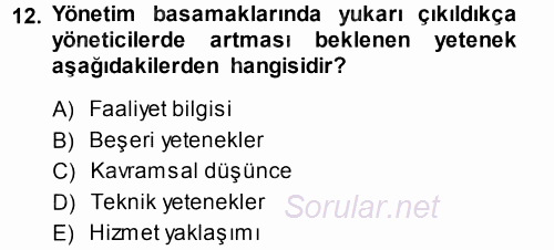 Hizmet Tasarımı 2013 - 2014 Tek Ders Sınavı 12.Soru