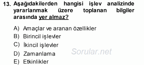 Hizmet Tasarımı 2013 - 2014 Tek Ders Sınavı 13.Soru