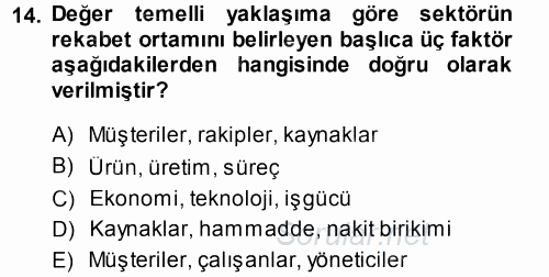 Hizmet Tasarımı 2013 - 2014 Tek Ders Sınavı 14.Soru