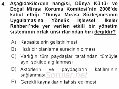 Kültürel Miras Yönetimi 2015 - 2016 Ara Sınavı 4.Soru