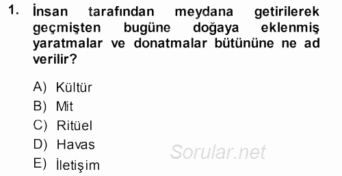 Halk Edebiyatına Giriş 1 2013 - 2014 Dönem Sonu Sınavı 1.Soru