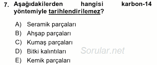 Tarihi Coğrafya 2017 - 2018 Dönem Sonu Sınavı 7.Soru