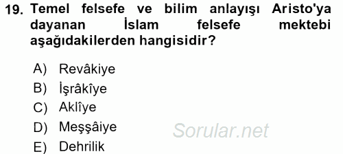 İslam Tarihi ve Medeniyeti 2 2016 - 2017 Dönem Sonu Sınavı 19.Soru