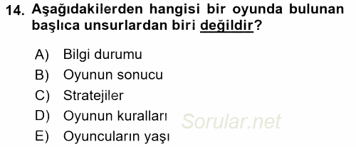 Sanayi Ekonomisi 2016 - 2017 Dönem Sonu Sınavı 14.Soru