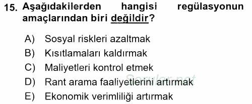 Sanayi Ekonomisi 2016 - 2017 Dönem Sonu Sınavı 15.Soru