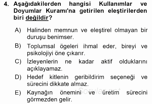 İletişim Kuramları 2017 - 2018 Dönem Sonu Sınavı 4.Soru