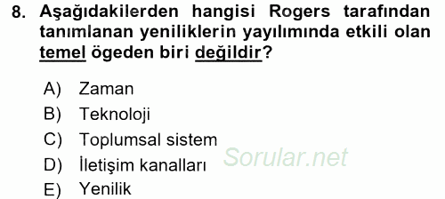 İletişim Kuramları 2017 - 2018 Dönem Sonu Sınavı 8.Soru