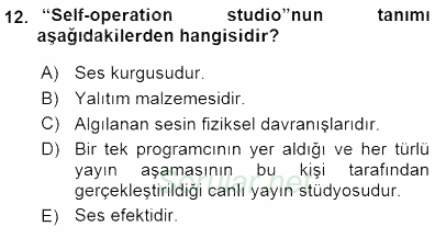 Radyo ve Televizyon Tekniği 2015 - 2016 Dönem Sonu Sınavı 12.Soru