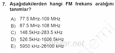 Radyo ve Televizyon Tekniği 2015 - 2016 Dönem Sonu Sınavı 7.Soru