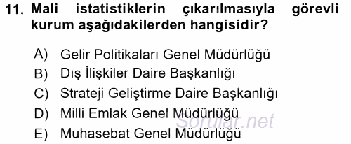 Kamu Mali Yönetimi 2015 - 2016 Ara Sınavı 11.Soru