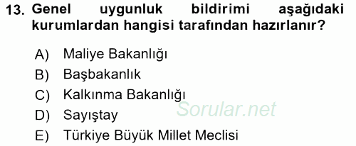 Kamu Mali Yönetimi 2015 - 2016 Ara Sınavı 13.Soru