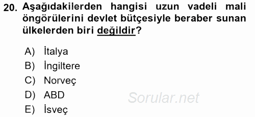 Kamu Mali Yönetimi 2015 - 2016 Ara Sınavı 20.Soru