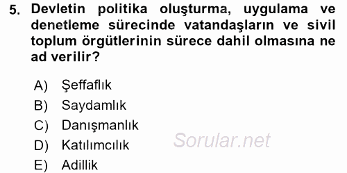 Kamu Mali Yönetimi 2015 - 2016 Ara Sınavı 5.Soru