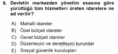 Kamu Mali Yönetimi 2015 - 2016 Ara Sınavı 9.Soru