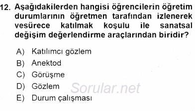 Görsel Sanatlar Eğitimi 2015 - 2016 Dönem Sonu Sınavı 12.Soru