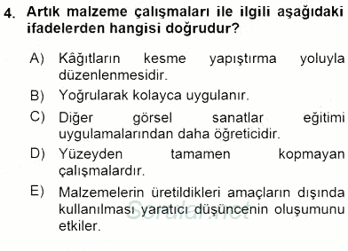 Görsel Sanatlar Eğitimi 2015 - 2016 Dönem Sonu Sınavı 4.Soru