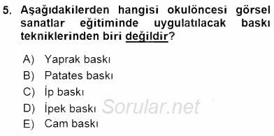 Görsel Sanatlar Eğitimi 2015 - 2016 Dönem Sonu Sınavı 5.Soru