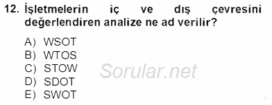 Emlak Yönetimi ve Pazarlaması 2012 - 2013 Dönem Sonu Sınavı 12.Soru