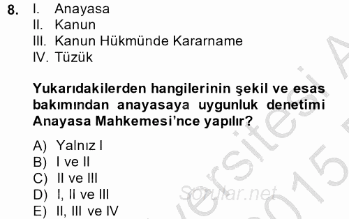 İdari Yargı 2014 - 2015 Ara Sınavı 8.Soru