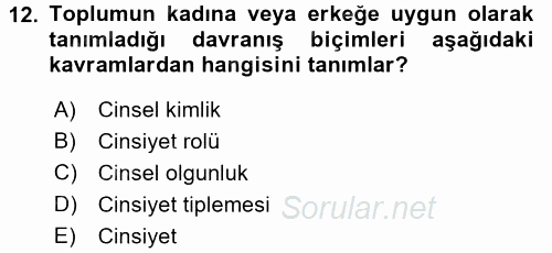 Çocuk Gelişimi 2016 - 2017 Dönem Sonu Sınavı 12.Soru