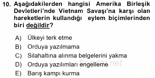 Yeni Toplumsal Hareketler 2015 - 2016 Dönem Sonu Sınavı 10.Soru