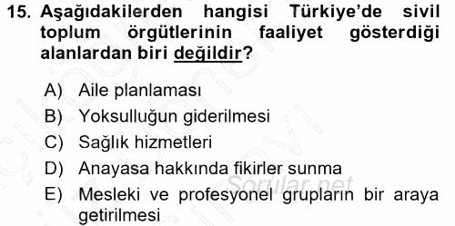 Yeni Toplumsal Hareketler 2015 - 2016 Dönem Sonu Sınavı 15.Soru