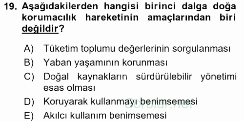 Yeni Toplumsal Hareketler 2015 - 2016 Dönem Sonu Sınavı 19.Soru