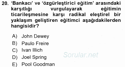 Yeni Toplumsal Hareketler 2015 - 2016 Dönem Sonu Sınavı 20.Soru