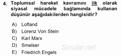 Yeni Toplumsal Hareketler 2015 - 2016 Dönem Sonu Sınavı 4.Soru