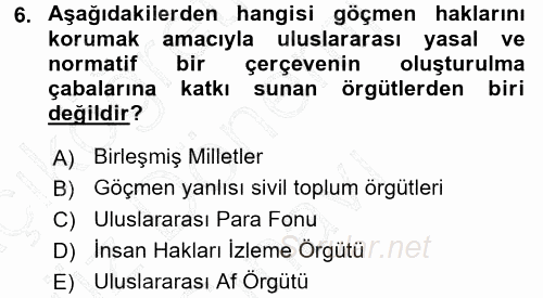 Yeni Toplumsal Hareketler 2015 - 2016 Dönem Sonu Sınavı 6.Soru