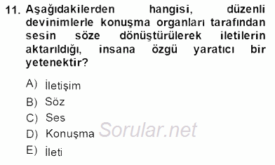Sözlü ve Sözsüz İletişim 2014 - 2015 Ara Sınavı 11.Soru