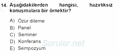 Sözlü ve Sözsüz İletişim 2014 - 2015 Ara Sınavı 14.Soru