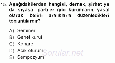 Sözlü ve Sözsüz İletişim 2014 - 2015 Ara Sınavı 15.Soru