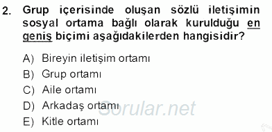 Sözlü ve Sözsüz İletişim 2014 - 2015 Ara Sınavı 2.Soru