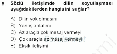 Sözlü ve Sözsüz İletişim 2014 - 2015 Ara Sınavı 5.Soru
