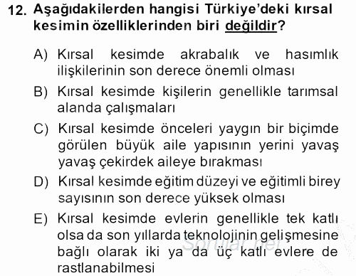 Toplumsal Yaşamda Aile 2014 - 2015 Dönem Sonu Sınavı 12.Soru