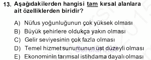 Toplumsal Yaşamda Aile 2014 - 2015 Dönem Sonu Sınavı 13.Soru