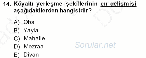 Toplumsal Yaşamda Aile 2014 - 2015 Dönem Sonu Sınavı 14.Soru