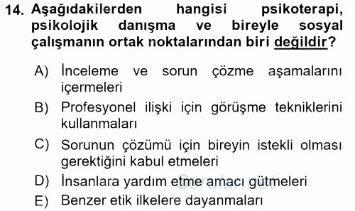 Görüşme Teknikleri 2017 - 2018 Ara Sınavı 14.Soru