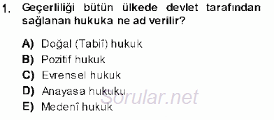 Temel İnsan Hakları Bilgisi 1 2013 - 2014 Ara Sınavı 1.Soru